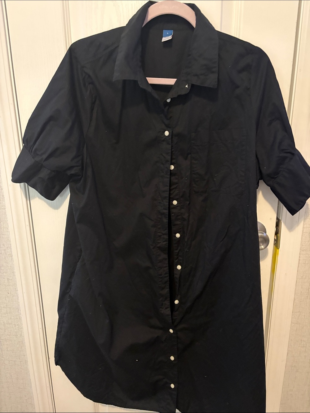 Old Navy Black Button-Front Midi Shirt Dress